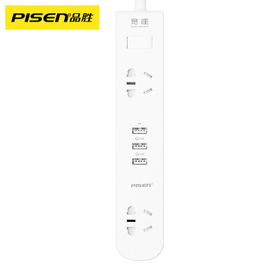 

PISEN K-23 intelligent plug-in wide seat 2-bit 5-hole 3-bit USB port smart socket security door 3 USB plug-in board 1.8 m new national standard