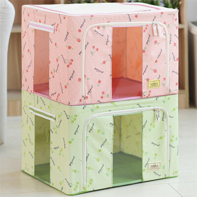 

Space superior double window finishing bina box foldable Oxford cloth storage box two loaded cherry powder 66L cherry green 66L