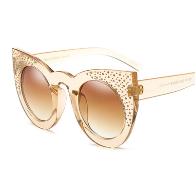 

Peekaboo rhinestone cat eye sunglasses women luxury black big transparent frame sun glasses for women cats sun shaders uv400