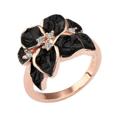 

Yoursfs@ 18K Gold Plated Enamel Flower Design with Colorful Crystal Cocktail Ring for Best Gift