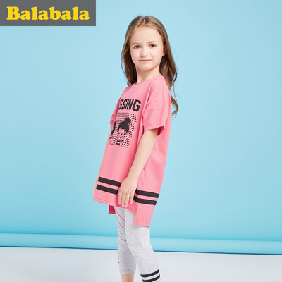 

Balbara (BALABALA) children's short-sleeved suit female middle boy children's clothing two-piece sleeved casual 28192170155 pink 140
