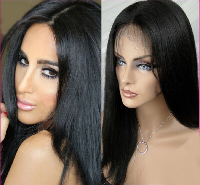 

Wholesale Price ! New Fashion Womens Girls Natural Color Long Hair Human Full Wigs With baby hair