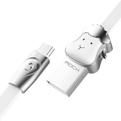 

Locke (ROCK) Andrews data cable zinc alloy cute cartoon sheep micro charging line for Samsung Huawei millet Meizu phone 1 meter white