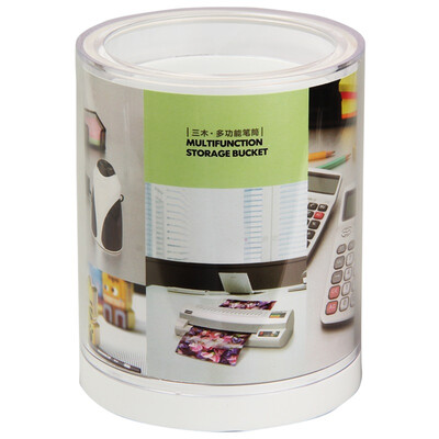 

Sanmu SUNWOOD 6141 fashion business round pen holder white transparent random office stationery