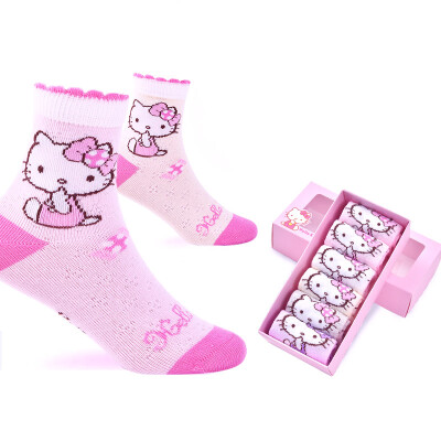 

Hello Kitty (HELLOKITTY) дети носки девушка Tongjiao чулочно-носочные изделия KT3039 смешанный цвет 6 пар 20-22 см