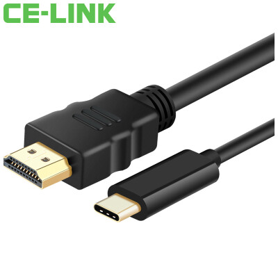 

CE-LINK Type-C adapter USB-C to HDMI high-definition conversion line 2 m computer mac with high-definition TV monitor projector line support 4K black 1653