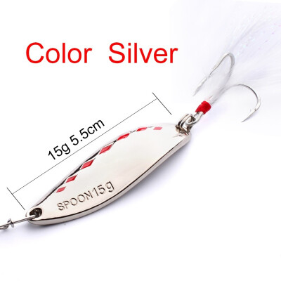 

1pc Spoon Fishing Lures 20g-15g-10g-5g Metal Fishing Bait Silver/Gold Spoon Bass Baits Feather Hook Fishing Tackle