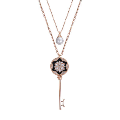 

Yoursfs@ Trendy Charm Sweater Key Chain Real Rose Gold Plated Top Quality Long Pendant Necklace Chain Super Star Recommended