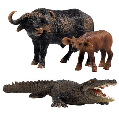 

SURPRESA V Animal Set Toy Gift for Kids African bull calf Crocodile 3pieces of one set