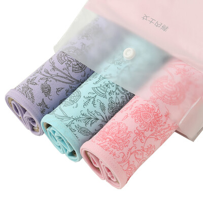 

Red bean ladies underwear 3 soft cotton printed waist sexy lace briefs combination four 17090