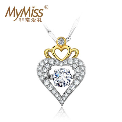 

Mymiss Swarovski циркон 18k позолоченный короны кулон ожерелье женщина ключицы любовь серебряная цепь