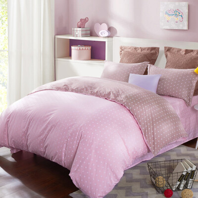 

Bo Yang home textiles bed sets of cotton four-piece cotton high-count cotton printed sheets four-piece-sweet coffee double kit 15 m bed