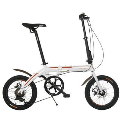 

Permanent 16 7-speed aluminum alloy folding bike front&rear disc brakes Shimano speed folding bike FA1602 white