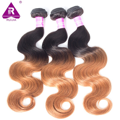 

2 Tone Ombre Brazilian Body Wave Hair Color 1B30 100 Remy Human Hair Weave Bundles 10-26inch Light Brown Hair Weft Free Shipping