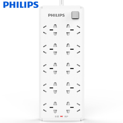 

Philips PHILIPS lightning protection socket plug-in plug-in board wiring board lightning protection surge 10 hole full length 3 meters new national standard children&39s safety power board