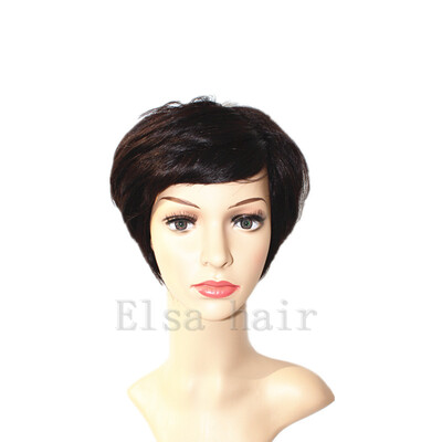 

Natural Black Short Human wigs Pixie Very Short Glueless Full Lace Human Cut Hair Wig Glueless  Lace Wig For Black Women