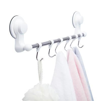 

Jia Bai strong suction wall six hook bathroom kitchen rack stainless steel perforated six hook