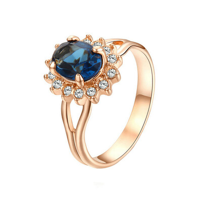 

Yoursfs 18K Gold Plated Kate Middleton Diana Oval Ruby Engagement Ring with Rhinestone Crystal