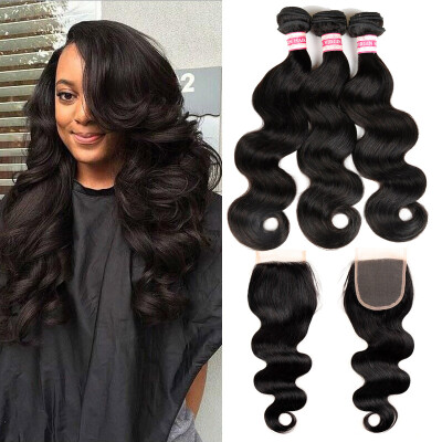 

Sparkle Diva Hair Products Bundles With Closure Brazilian Virgin Hair Body Wave With Lace Closure Cheap Bundles With Closures Lot