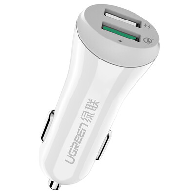 

Green Alliance QC30 Car Charger 5V24A Dual USB Fast Charge Charging Head Cigarette Lighter Car Filling Two Towers Micromine Antan Apple Mobile Phone Flat Panel Universal 40310 White