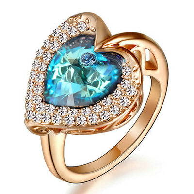

Yoursfs Charming Heart Shape Blue Fire zircon Rings For Women Wedding Band Vintage Filled AAA Zircon Ring