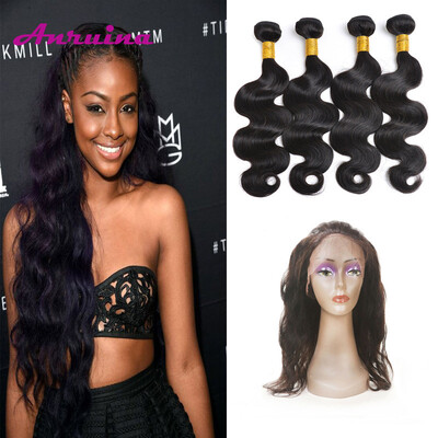 

Body Wave Brazilian Human Hair Products With 360 Lace Frontal 4Pcs Brazilian Virgin Hair Bundles with 360 Lace Frontal Closure