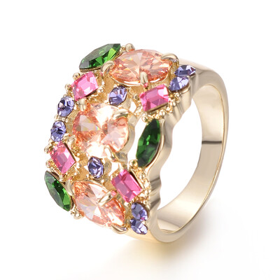 

Yoursfs Elegant Colorful Gold Filled CZ Ring Unique Design RomanticCute Party Wedding Rings For Women Fashion Jewelry