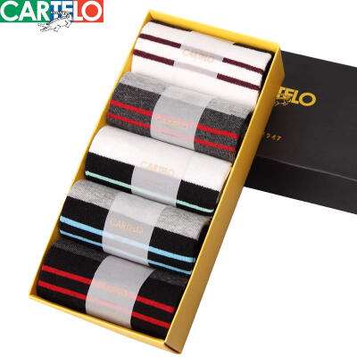 

Cartier crocodile CARTELO cotton mens socks moisture permeable breathable business boat socks men 5 pairs gift box mixed color code