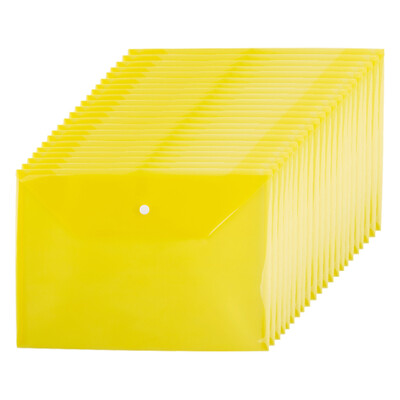 

Guangbo 20 Pack Thickened Transparent File Bag Button Portfolio Information Bag Yellow A6398