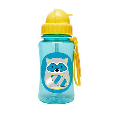 

SKIP HOP Zoo Water Bottle Детский Кубок для детей Кубок для детей 350 мл (с соломой) - Енот 6 месяцев и более Импорт в США