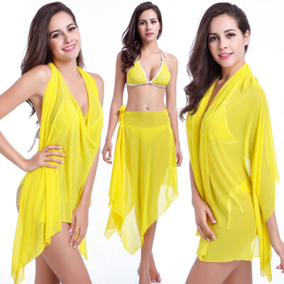 

Ten in One Transparent Stretch mesh Beach Cover ups 2016 matches Bikini infinite Dress magic Swimwear Women Pareo