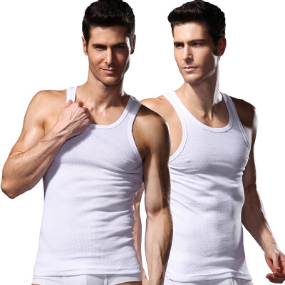 

Arctic cashmere men's vest T-shirt elastic solid color sleeveless sling bottoming shirt leisure sports cotton vest male 2 pieces of white + gray