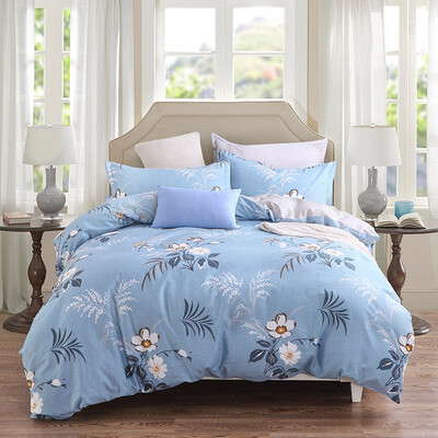 

Yingxin textile cotton bedding high count high-density four-piece cotton sheets quilt cover suite to increase double 15 18 meters Jin Shang blue