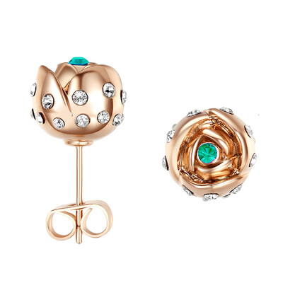 

Yoursfs@ Charms Rhinestone Rose Stud Earrings 18k Gold Plated Fashion CZ Jewelry Delicate Crystal Rose Women Stud Earrings for Wom
