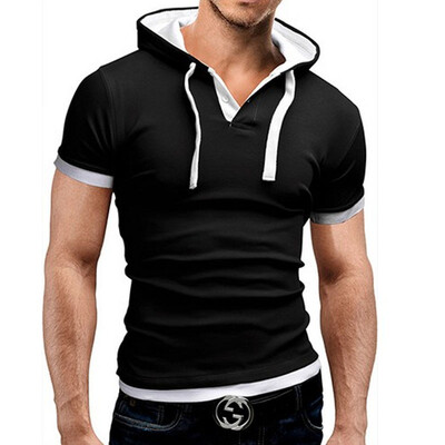 

Men'S T Shirt 2017 Summer Fashion Hooded Sling Short-Sleeved Tees Male T-Shirt Slim Male Tops 4XL