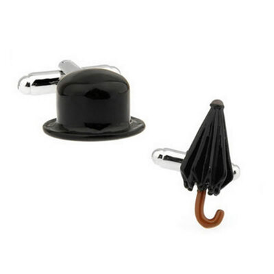 

Yoursfs Free Shipping New Arrival Fashion Cufflinks For Men Black Painting Chaplin HatUmbrella Design Men Cuff Links Wholesale&r