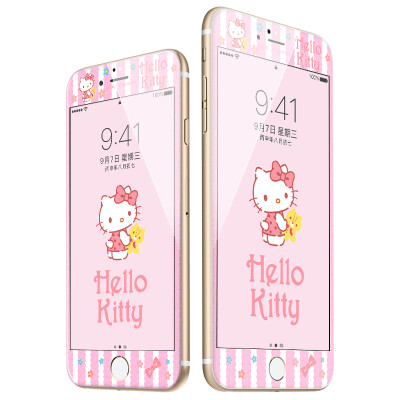 

Отлично плюс подлинной мембрана HelloKitty стал Apple, iPhone7 Плюс полного мультфильм охвата мобильного телефона защитной пленки 3D цветной пленка сидя мягкую границу сломанной Katie