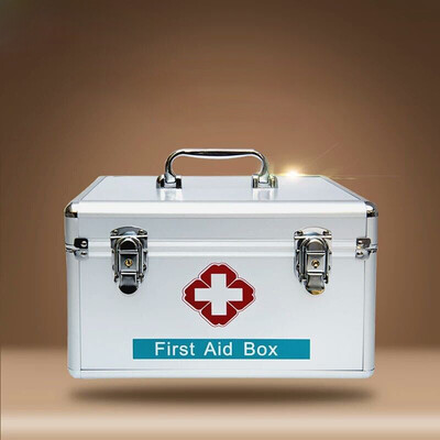 

Jinlongxing Glosen B016-1 aluminum alloy first aid kit 12-inch family double-layer medicine box storage box