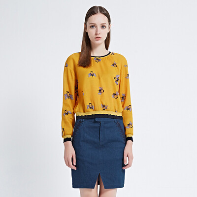 

Blue Lloyd LESIES Женская Пчела Печать Круглый воротник с рукавом с длинным рукавом Верх LS265305 31 Средний Желтый 165 / 88A