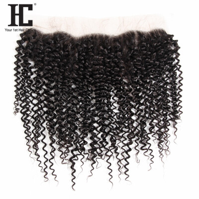 

HC Hair Products Remy Ear To Ear Curly Brazilian Human Hair Lace Frontal Closure With Baby Hair 13x4Inch Natural Color Can Be Dyed