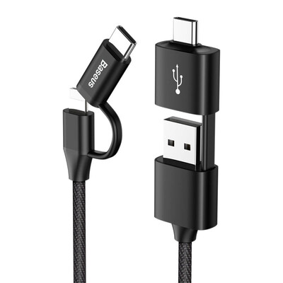 

Времена мышления (Baseus) Соблюдая линии данных многофункциональный Type-C + USB Type-C двойной выходной выключатель OTG линии передачи данных кабель для зарядки Apple, Эндрюс ярдов 2A 1 Black