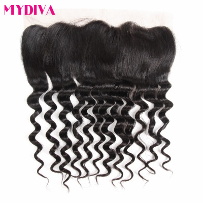 

Mydiva Remy Hair Lace frontal Closure With Baby Hair Ear To Ear 13x4Inch 100 Loose Wave Human Hair 8-20Inch Free Shipping