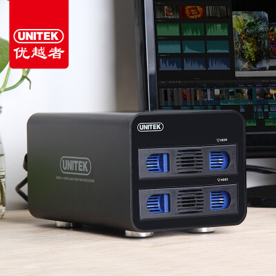 

UNITEK) disk array box array cabinet usb3.0 raid dual disk bit external 2.5 / 3.5 inch SSD solid state machinery sata two disk external hard disk box Y-3355