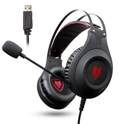 

Wolf Bo Wang NUBWO N2 computer headset music game headset K song bass USB with microphone voice black