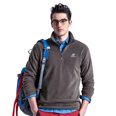 

TECTOP catching fleece outdoor thickening warm men&women catching fleece solid color stand collar half cardigan soft&comfortable catching fleece MZRY033 male khaki 3XL
