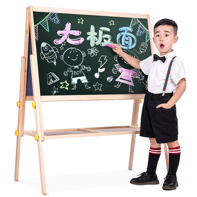 

Deli deli 8773 solid wood can be raised&lowered 1508936mm double-sided magnetic multi-purpose wooden student whiteboard childrens drawing board easel chalk green board