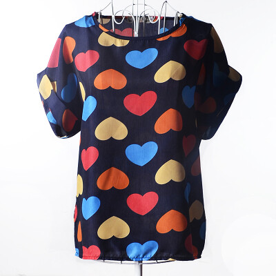 

Large size women's burst models shirt printing small T-shirt aliens short-sleeved chiffon shirt bat shirt L02