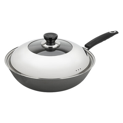 

The United States kitchen maxcook cast iron pan 30CM TG130 flat belt cover with the induction cooker