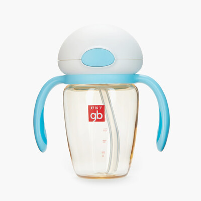 

Gb good child children cup baby water cup ppsu training cup drinking cup straw cup with handle 240ml 9 months or more blue robot