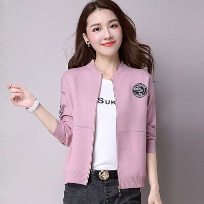 

A long morning 2017 Korean version of the simple Slim thin sweater jacket long sleeves short section sweater women autumn cardigan S64Z0158A159JM light purple uniform